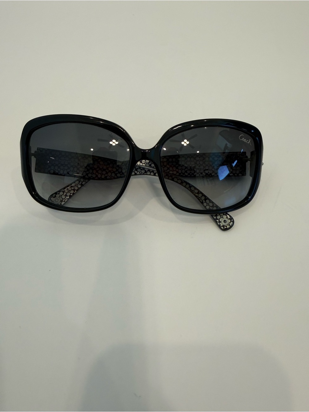 Y2K Coach Scarlet Black Oversized Square Sunglasses Silver Tone Accents Case - Picture 2 of 7